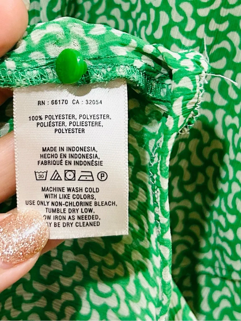 HD in Paris Anthropologie Green Print Asymmetrical Ruffle Sleeveless Top Size 8 - Picture 8 of 9